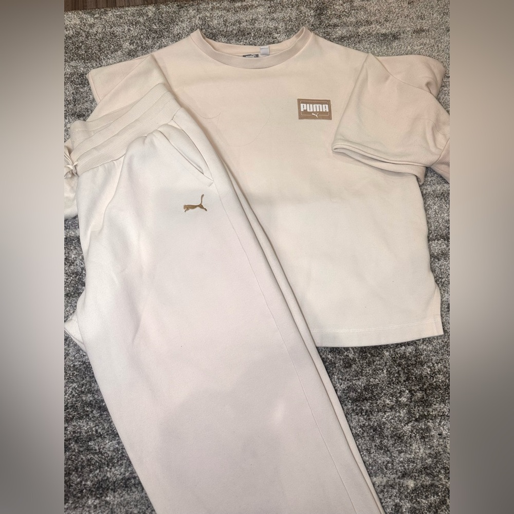 MEDIUM Puma Womens Cream Sweatsuit - Wide leg - Picture 2 of 4